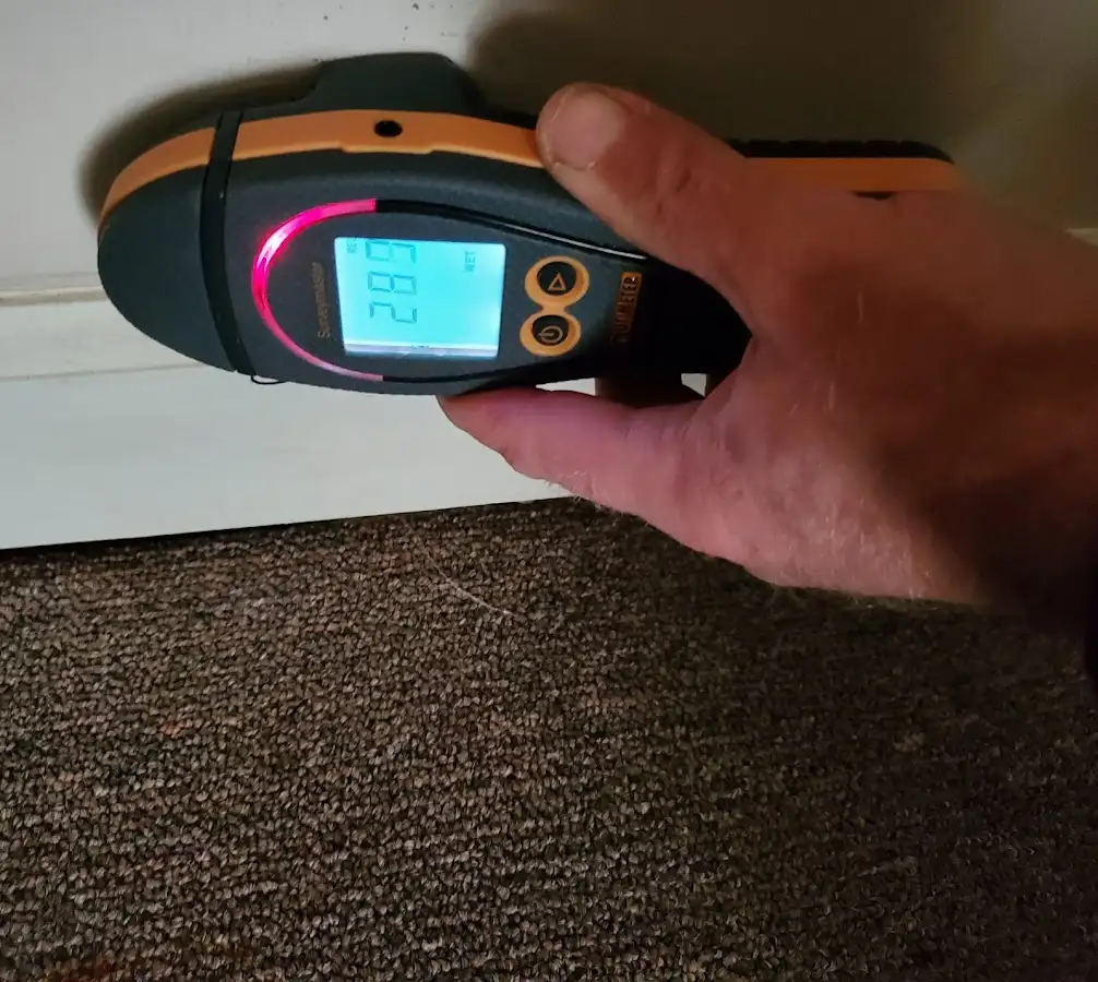 Moisture detection at baseboard during Burst Pipe Cleanup in Waupaca